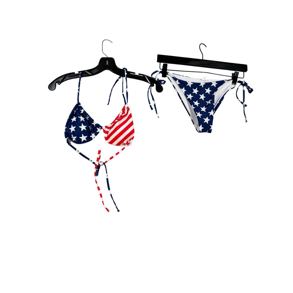 Sunwinga American Flag Bikini Set Small Stars Stripes Tie Side Swimwear 4th New - Picture 8 of 12